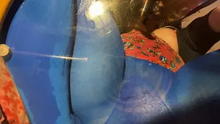 Glass Table Pee in Blue Pantyhose