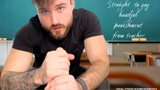 Straight to gay handjob punishment from teacher