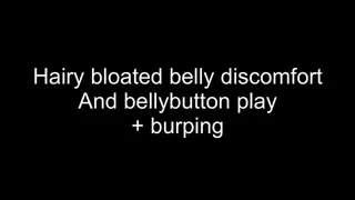 Gay hairy bloated belly discomfort with burping and bellybutton play