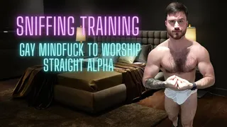 Sniffing training - gay mindfucked to worship straight alpha