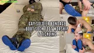 Gay soldier bondage - Boot sock foot worship & tickling