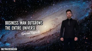 Giant growth - Business man outgrows the entire universe