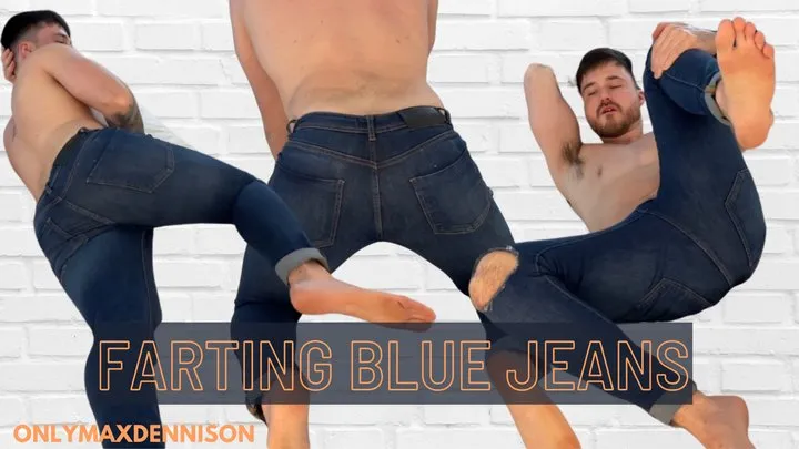 Farting in different positions in blue jeans