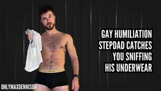 gay humiliation - caught sniffing stepdads underwear