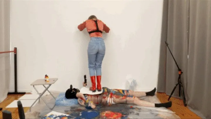 kicking, trampling, bodypainting, rain boots - 1054 Nasty Nastya the art student episode 3 Part 2