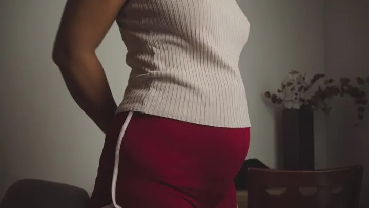 Cherry shorts and very round stomach