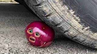 Crushing PURPLE onion with DOUBLE WHEELS