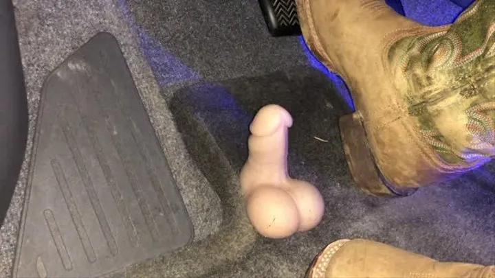 Giantess driving on the interstate with your cock and balls beneath her boots