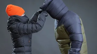 Full heavy zipping and masking up in down coats with huge zip collars!! (phone optimised vertical video)