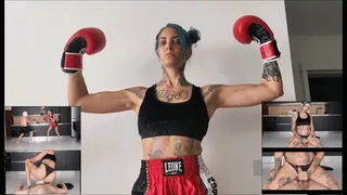 LILLI BAYLE - My antistress slave - PART 1: Boxing, kicking, scissorholds, victory poses, facesitting, handjob