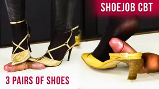 Cock Balls Stomping - Shoejob in Cockbox - 3 pairs of shoes