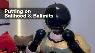 Inflatable latex - putting on ballhood & ballmits