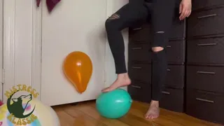 Stomping Balloons Barefoot