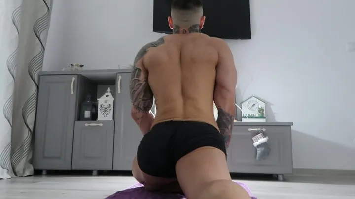 A bodybuilder showing you his hot yoga routine