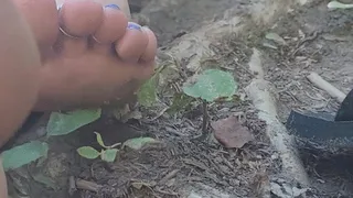 Bare feet in the forest JOI