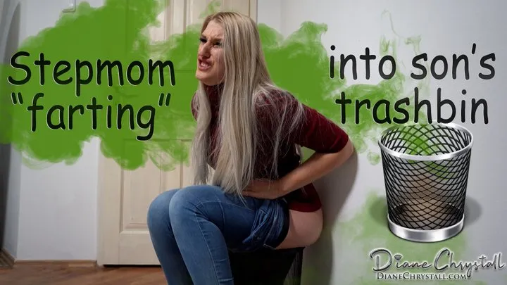 Stepmom farting into step-son's trashbin