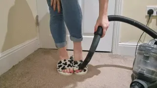 Hoovering my fuzzy slippers