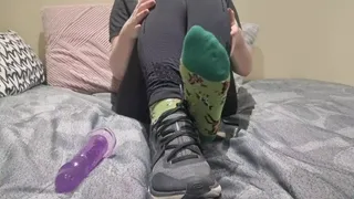 Cute socks dildo tease