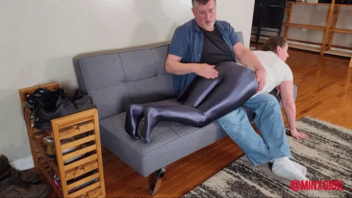 Minx Grrl - Spanked in shiny leggings Part 1