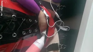 Cock vibrator toy teasing in latex