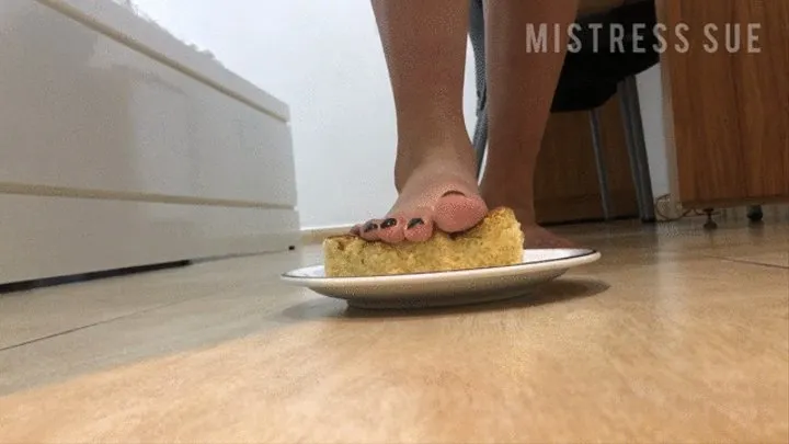 making my slave eat cake at my feet