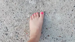 Barefoot walking on my driveway