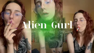 Sexy Smoking in a Tight Dress while wearing Glasses | Alien Girl