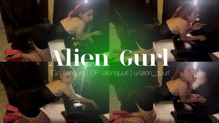 Bent over while Smoking a Cork Lucky Strike | Alien Girl