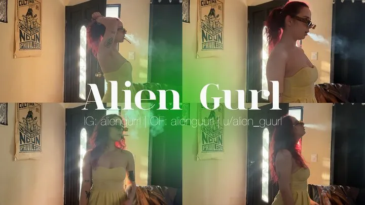 Smoking Marlboros 100 in a tiny dress while teasing | Alien Girl