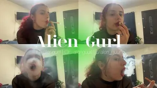 Chainsmoking two cigarettes in a close up | Alien Girl