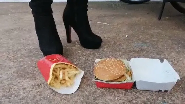 fast food crushed under boots