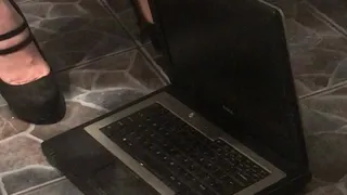 laptop crushed with metal tip 2 strap heels