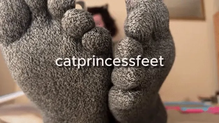 Toe sock tease, toe spreads, ignore, long toes, size 9 milf feet