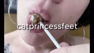 Watch me suck it! Tease licking and sucking my lollipop, giggles, pretty mouth milf