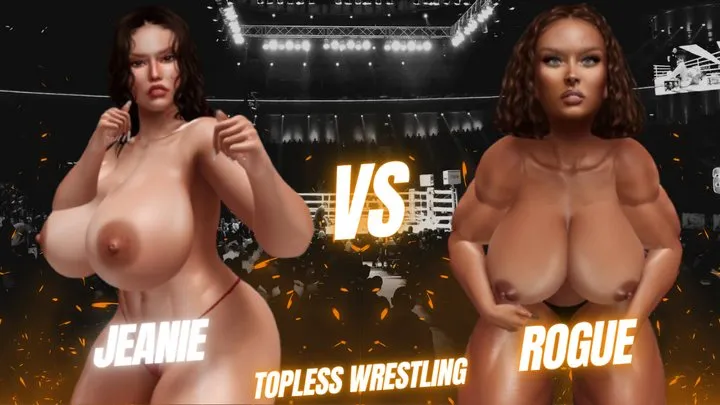 Topless big tit female pro wrestling: Jeanie and Rogue's debut