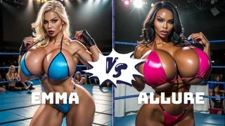 Topless big tit female pro wrestling: Emma vs Allure rematch