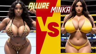 Topless big tit female pro wrestling: Minka Kim vs Allure