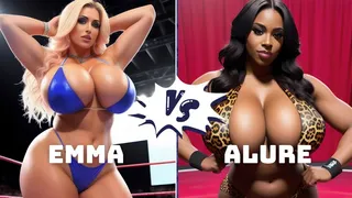 Big tit topless female pro wrestling: Alure vs Emma Dumbois