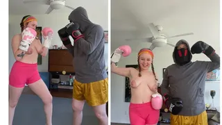 Sassy vs Tim topless competitive boxing