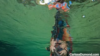 Multicolor dress underwater in the spring current