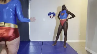 Super Girl Paris teaches Ultra Girl Carissa lift-carry techniques