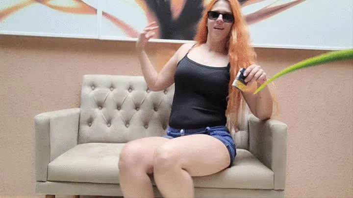 Smoking and relaxing on the couch barefoot