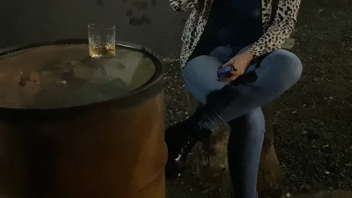Smoking and drinking in a bar - crushing the cigarette on the floor
