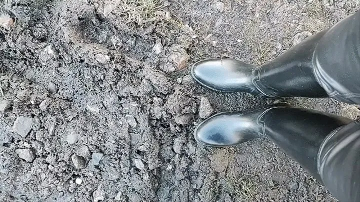 Walking In My Riding Boots and Leather Trousers In The Muck and Mud