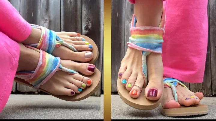 Skittle Toes (Rainbow Sandals + Sparkle Heels)