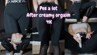 Pee A Lot In Leggings After Creamy Orgasm