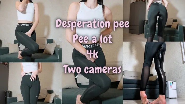 Desperation pee leggings , two cameras