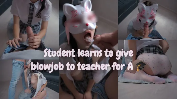 Student Learn Blowjob To Teacher For A! Cum In Mouth