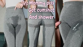 Stepmom Pee Got Cum and Shower! Wetting Leggings