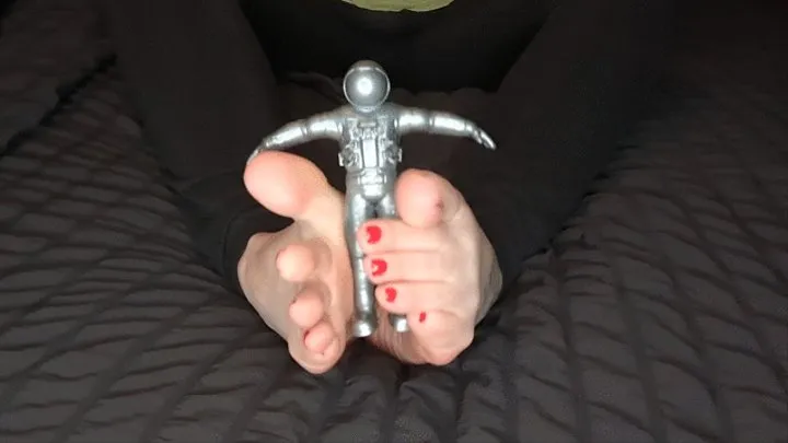 Giantess and Tiny Astronaut Bare Foot Play Closeup